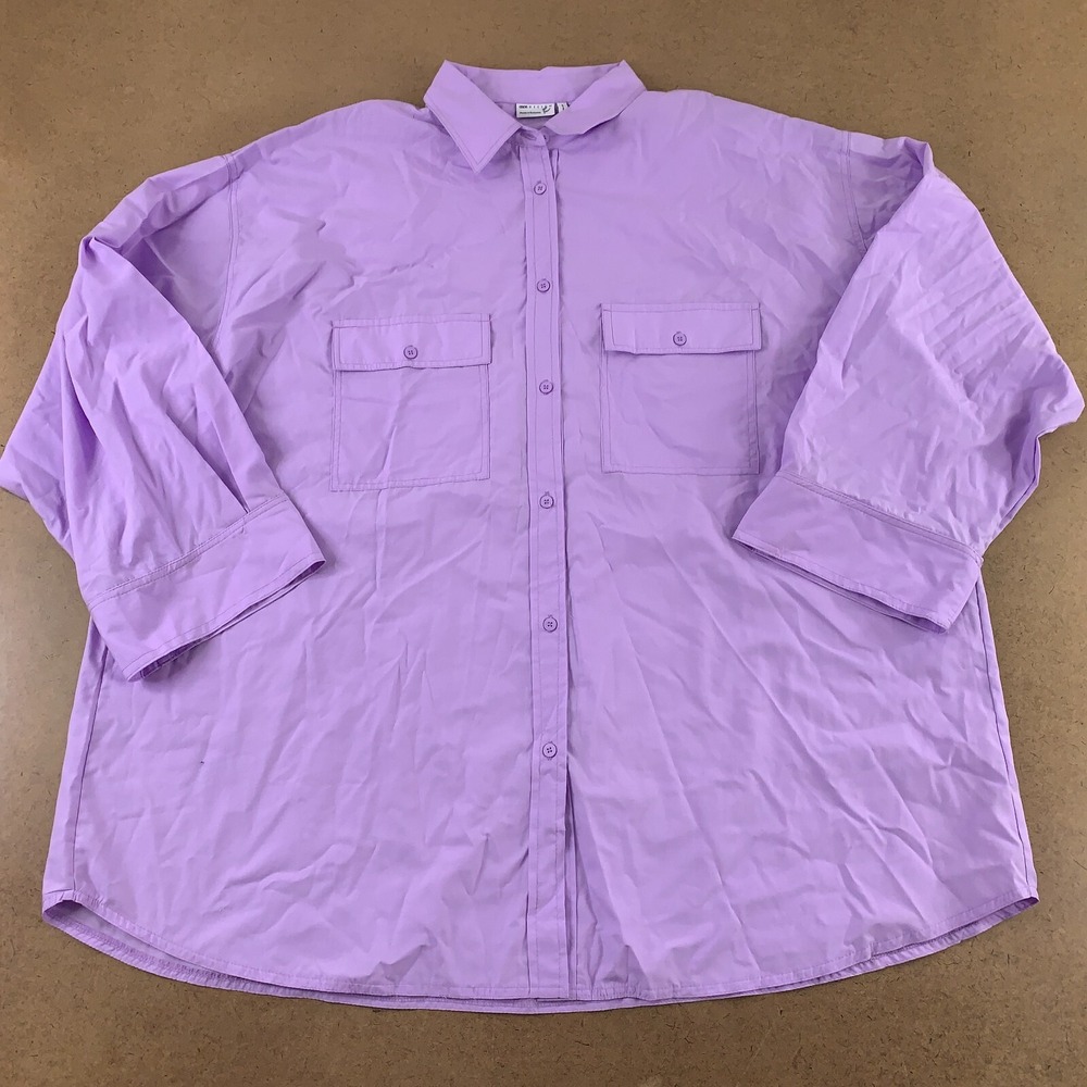 ASOS Women's Size 14 Lilac Oversized Long Sleeve Button Front Shirt New *Flaw